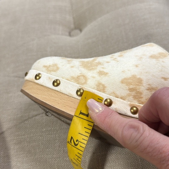 J. Crew Calf Haiar Convertible Strap Leather Wooden Clogs Size 6 - Picture 9 of 14